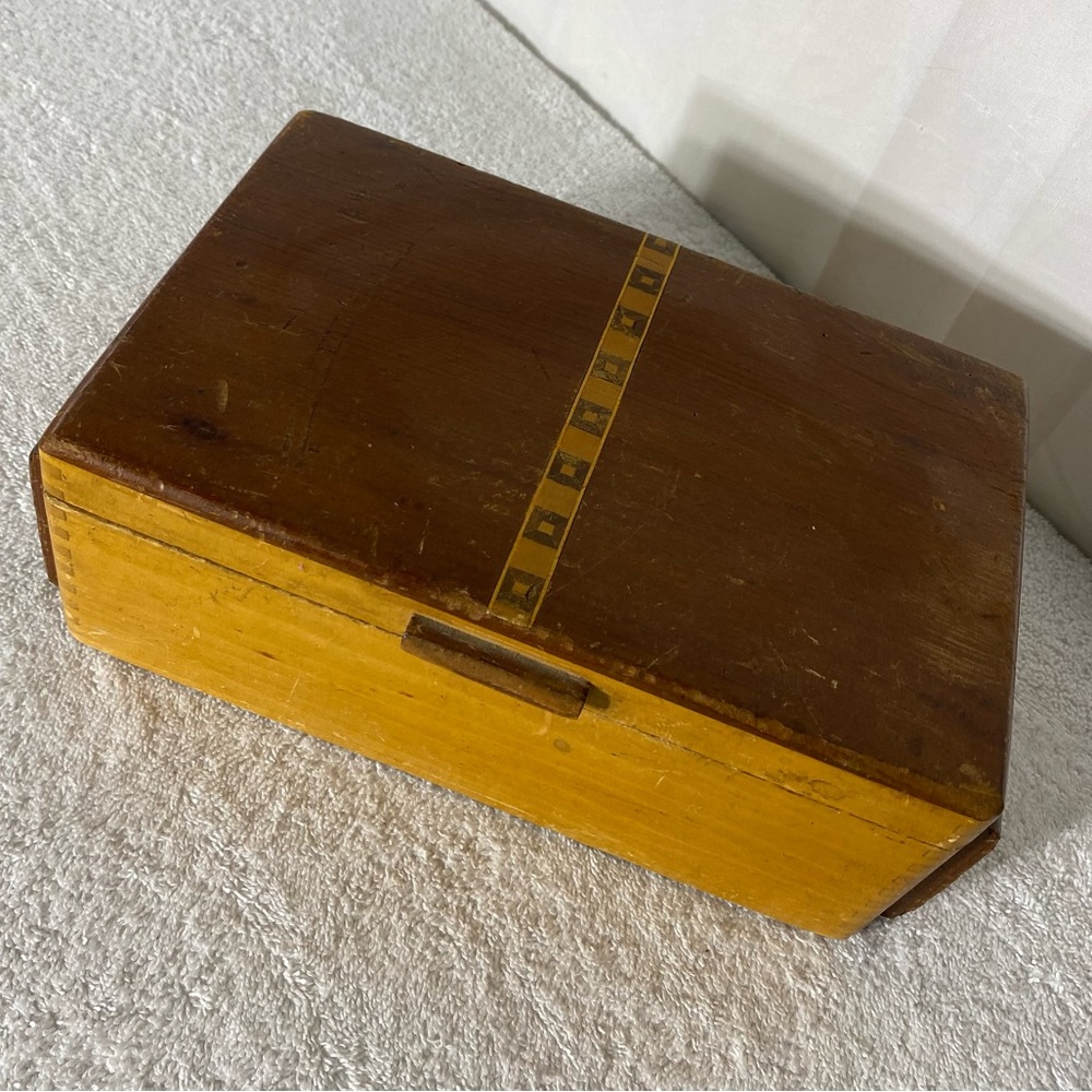Vintage Handmade Wooden Trinket Box